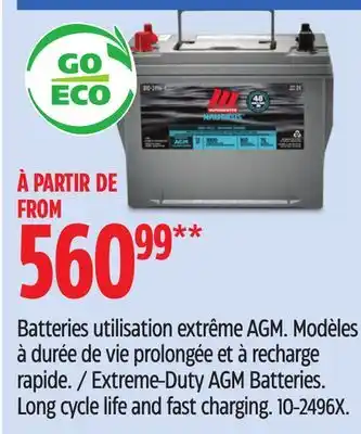 Canadian Tire MOTOMASTER Extreme-Duty AGM Batteries offer
