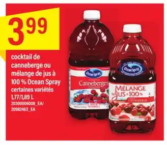 Maxi COCKTAIL DE CANNEBERGE OU MÉLANGE DE JUS À 100 % OCEAN SPRAY offer
