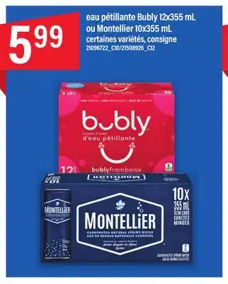 Maxi eau pétillante Bubly 12x355 mL ou Montellier 10x355 mL offer