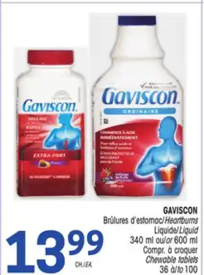 Uniprix GAVISCON Brûlures d'estomac/Heartburns Liquide/Liquid, Compr. à croquer / Chewable tablets offer