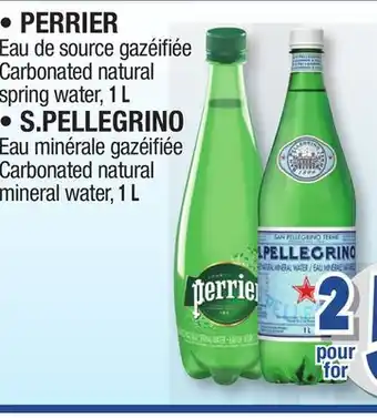 Jean Coutu PERRIER Carbonated natural spring water, 1 L, S.PELLEGRINO Carbonated natural mineral water, 1 L offer
