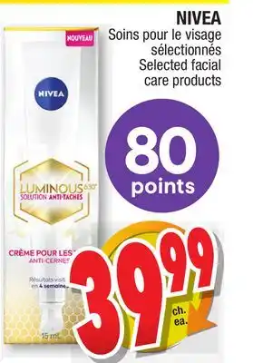 Jean Coutu NIVEA Selected facial care products offer