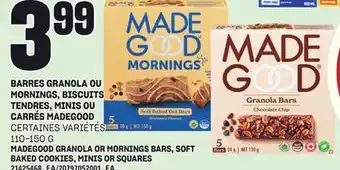 Provigo BARRES GRANOLA OU MORNINGS, BISCUITS TENDRES, MINIS OU CARRÉS MADEGOOD offer