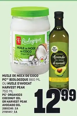 Provigo HUILE DE NOIX DE COCO PC BIOLOGIQUE, 860 ML OU HUILE D'AVOCAT HARVEST PEAK, 750 ML offer