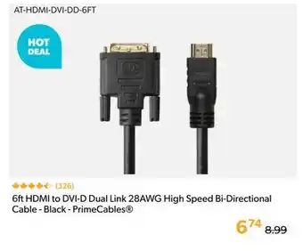 Shopper+ 6ft HDMI to DVI-D Dual Link 28AWG High Speed Bi-Directional Cable - Black - PrimeCables offer