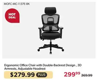 Shopper+ Ergonomic Office Chair with Double-Backrest Design , 3D Armrests, Adjustable Headrest offer