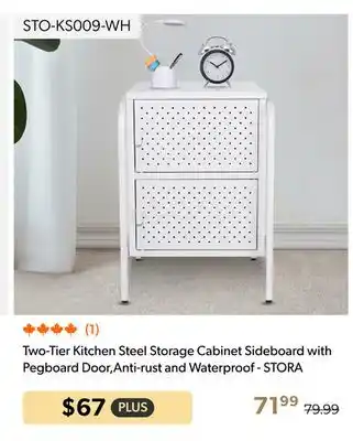 Shopper+ Two-Tier Kitchen Steel Storage Cabinet Sideboard with Pegboard Door,Anti-rust and Waterproof - STORA offer