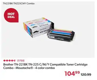 123Ink Brother TN-221BK TN-225 C/M/Y Compatible Toner Cartridge Combo - Moustache - 4 color combo offer