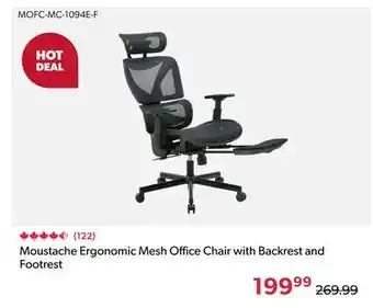123Ink Moustache Ergonomic Mesh Office Chair with Backrest and Footrest offer