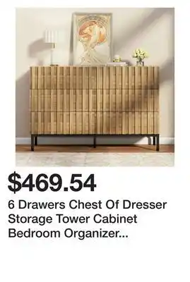 Bed Bath & Beyond 6 Drawers Chest Of Dresser Storage Tower Cabinet Bedroom Organizer - Natural - 6-drawer offer