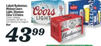 Marché Richelieu LABATT BUDWEISER, MOLSON COORS LIGHT, SLEEMAN CLEAR 2.0 BIÈRE | BEER offer