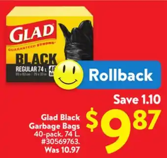 Walmart Glad Black Garbage Bags offer