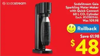 Walmart SodaStream Gaia Sparkling Water Maker with Quick Connect 60 L CO Cylinder offer