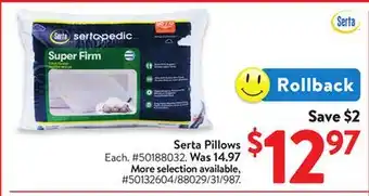 Walmart Serta Pillows offer