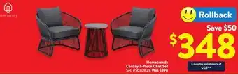 Walmart Hometrends Corday 3-Piece Chat Set offer
