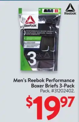 Walmart Men's Reebok Performance Boxer Briefs 3-Pack offer