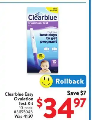 Walmart Clearblue Easy Ovulation Test Kit offer