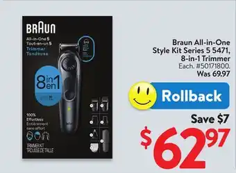 Walmart Braun All-in-One Style Kit Series 5 5471, 8-1n-1 Trimmer offer