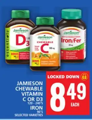 Food Basics JAMIESON CHEWABLE VITAMIN C OR D3 OR IRON offer