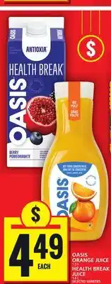 Food Basics OASIS ORANGE JUICE OR HEALTH BREAK JUICE offer