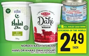Food Basics NORDEX KASHTA CREAM OR HANS OR KHAAS DAHI YOGURT offer