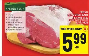 Food Basics FRESH NEW ZEALAND LAMB LEG offer