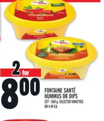 Metro FONTAINE SANTÉ HUMMUS OR DIPS offer