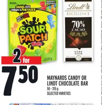 Metro MAYNARDS CANDY OR LINDT CHOCOLATE BAR offer