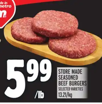 Metro STORE MADE SEASONED BEEF BURGERS offer