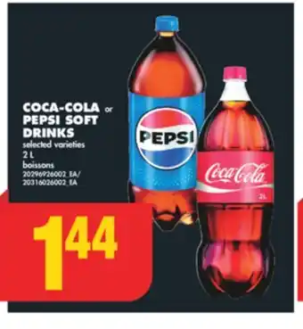 No Frills COCA-COLA or PEPSI SOFT DRINKS, 2 L offer