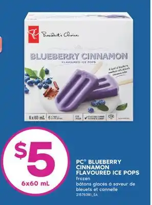 No Frills PC BLUEBERRY CINNAMON FLAVOURED ICE POPS, 6x60 mL offer