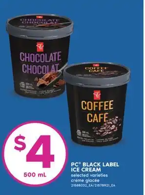 No Frills PC BLACK LABEL ICE CREAM, 500 mL offer