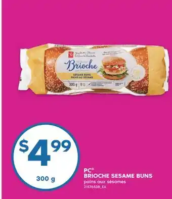 No Frills PC BRIOCHE SESAME BUNS, 300 g offer