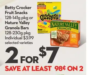 Longo's Betty Crocker Fruit Snacks 128-141g pkg or Nature Valley Granola Bars 128-230g pkg offer