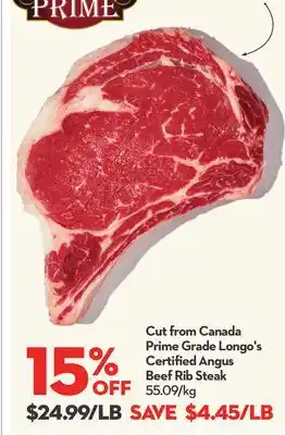 Longo's Rib Steak offer