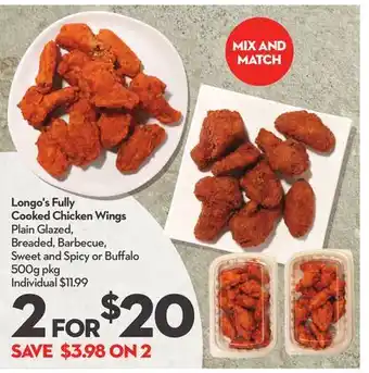 Longo's Fully Cooked Chicken Wings offer