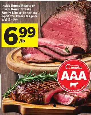 Foodland Inside Round Roasts or Inside Round Steaks Family Size offer