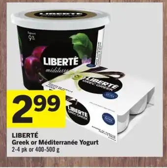 Foodland LIBERTÉ Greek or Méditerranée Yogurt offer
