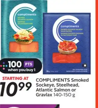 Sobeys COMPLIMENTS Smoked Sockeye, Steelhead, Atlantic Salmon or Gravlax offer