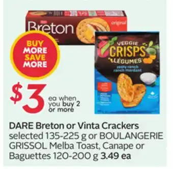 Sobeys DARE Breton or Vinta Crackers offer