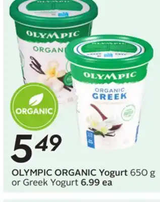Sobeys OLYMPIC ORGANIC Yogurt offer