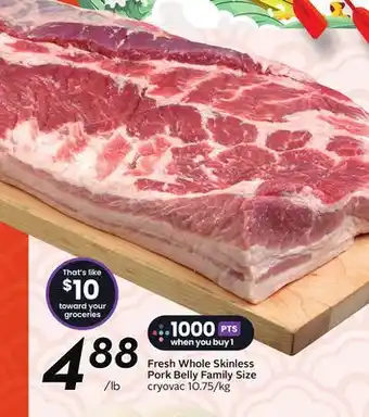 Sobeys Fresh Whole Skinless Pork Belly offer