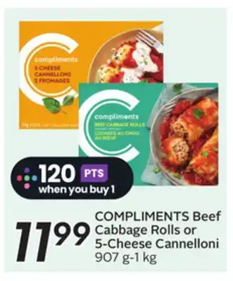 Sobeys COMPLIMENTS Beef Cabbage Rolls or 5-Cheese Cannelloni offer