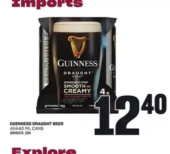 Loblaws GUINNESS DRAUGHT BEER, 4X440 ML CANS offer