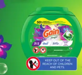 Loblaws GAIN LAUNDRY DETERGENT 4.55 L OR FLINGS 42'S offer