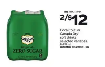 Loblaws COCA-COLA OR CANADA DRY SOFT DRINKS, 6X710 ML offer