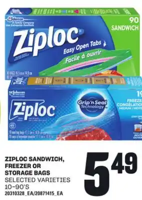 Loblaws ZIPLOC SANDWICH, FREEZER OR STORAGE BAGS offer
