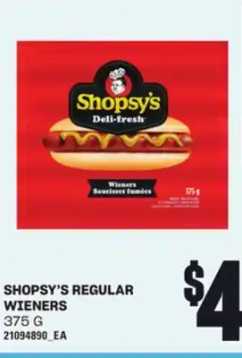 Loblaws SHOPSY'S REGULAR WIENERS, 375 G offer