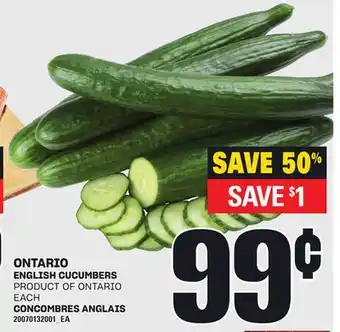 Independent Grocer ONTARIO ENGLISH CUCUMBERS offer