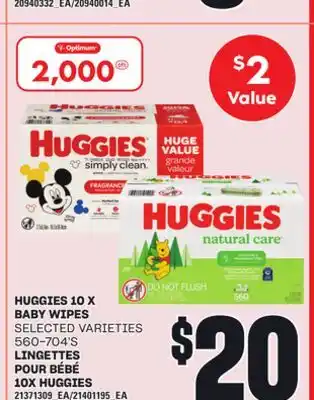Independent Grocer HUGGIES 10 X BABY WIPES, 560-704'S offer